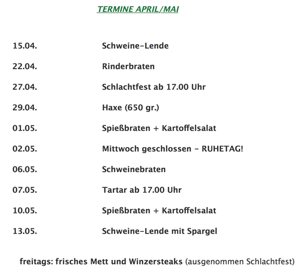 Schlachtfest, Schweinebraten, Tartar