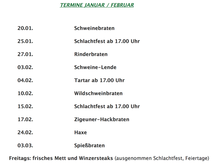 Tartar, Schweinelende, Rinderbraten, Mett, Winzersteaks