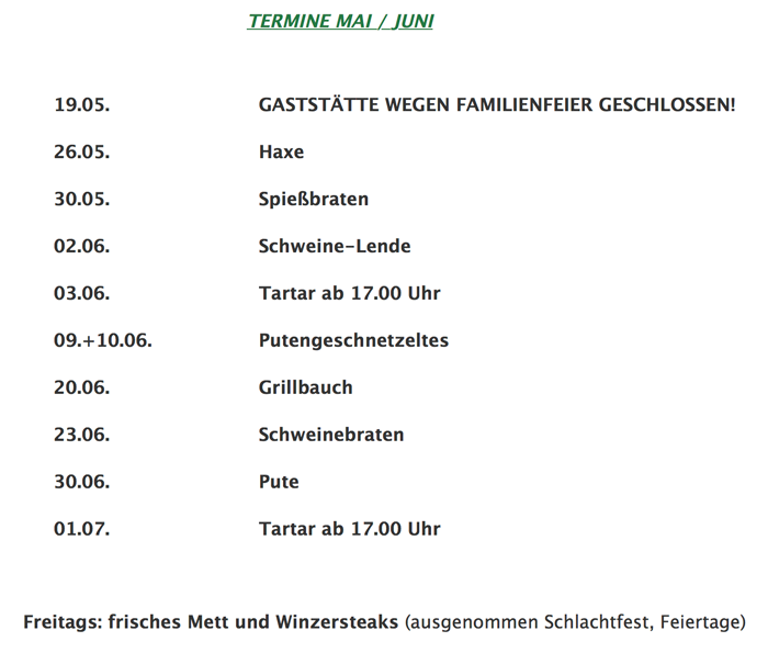 Haxe, Spießbraten, Tartar, Grillbauch, Schweinebraten