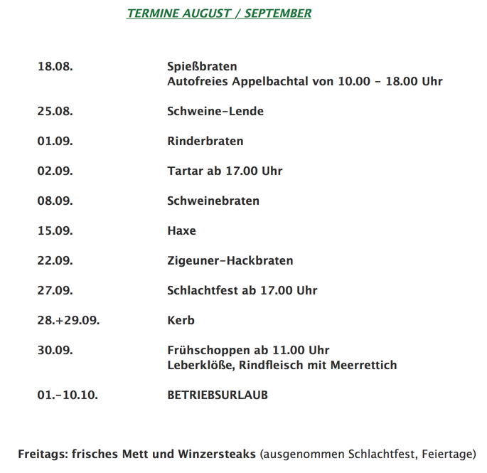 Haxe, Rinderbraten, Tartar, Grillbauch, Schweine-Lende