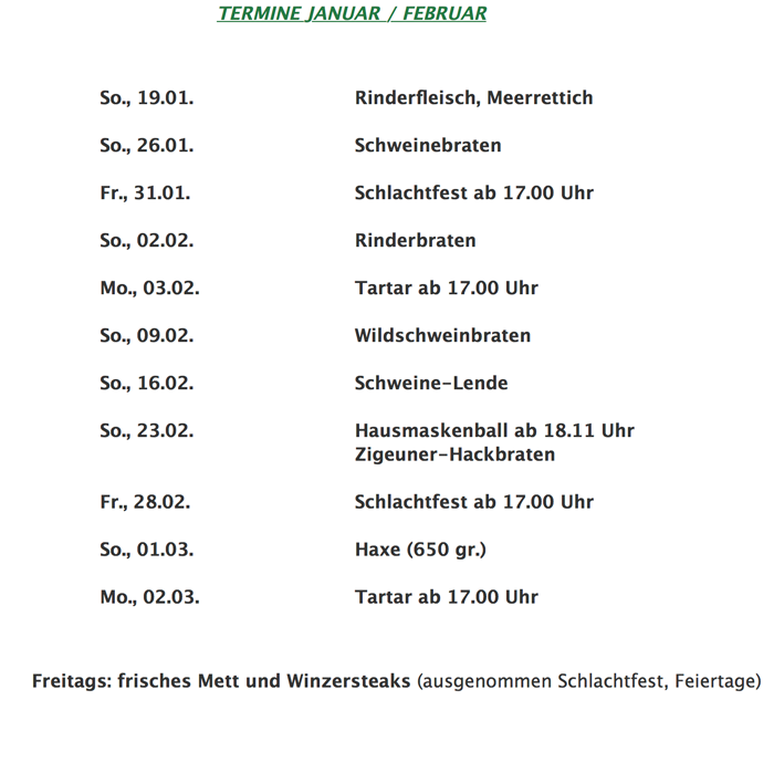 Tartar, Lende, Wildschweinbraten, Weihnachtsmarkt